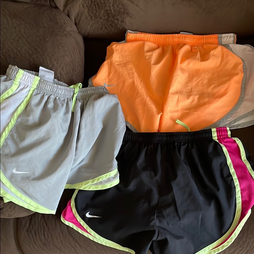 Nike Athletic Shorts Set - Black, Gray, Orange gently used, great condition